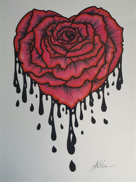 A3 Hand Drawn Rose Heart Design Print - Etsy