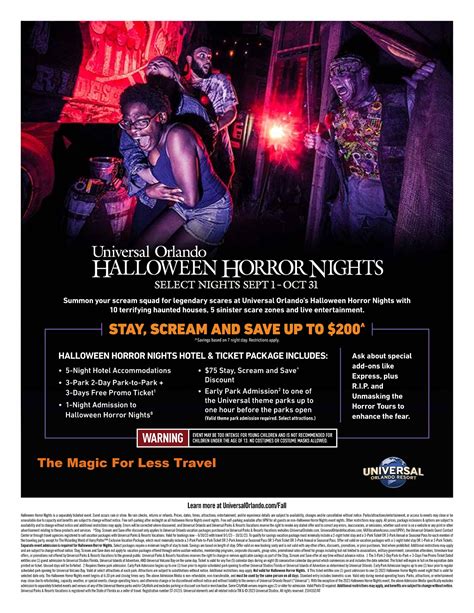 Universal Orlando Resort Halloween Horror Nights Hotel & Ticket Package ...