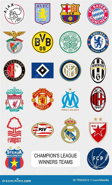 European Football Teams Logos Editorial Photography - Illustration of ...