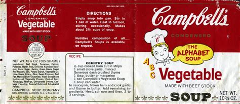 Campbell's ABC Alphabet Vegetable Soup - can label - 1970'… | Flickr