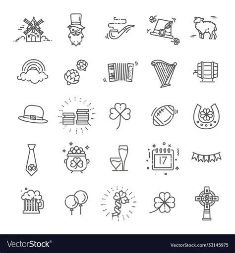 Ireland icons tourism and attractions Royalty Free Vector