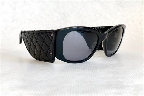 CHANEL Quilted Leather Vintage Sunglasses New Old Stock including Case