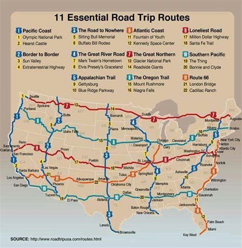 11 Essential Road Trip Routes | Road trip map, Road trip routes, Road ...