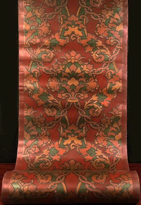 Renaissance Tooled "Leather" Damask - Antique Wallpaper Rolls - Bolling ...