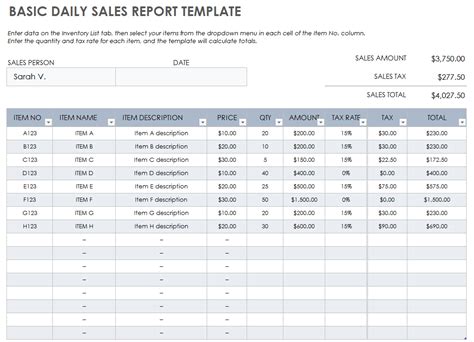 Simple Sales Report Template