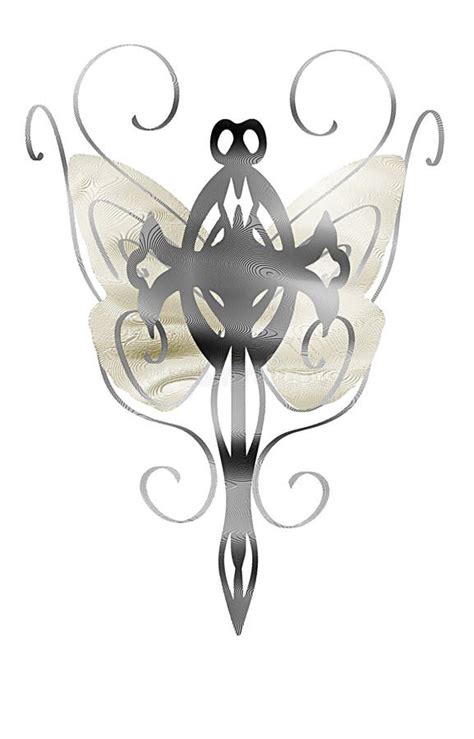 Isolated Cross with Stylized Butterfly Wings, Fantasy, Grey Tones ...