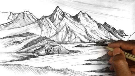 Mountain Landscape Drawing at GetDrawings | Free download