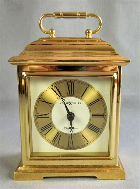 VTG HOWARD MILLER WESTMINSTER CHIIMING GOLD DESK SHELF MANTEL CLOCK 645 ...