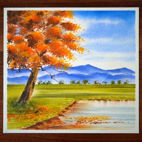 Autumn tree - Beautiful landscape drawing for beginner | Drawing of a ...