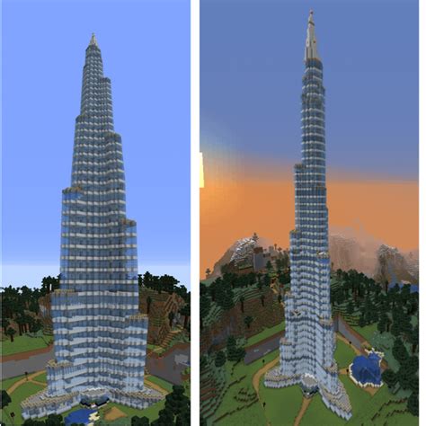 I was bored, so i built the Burj Khalifa. Thoughts? : r/Minecraft