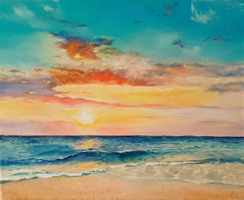 Amomentofjoy.art in 2021 | Sunset painting, Sky painting, Beach sunset ...