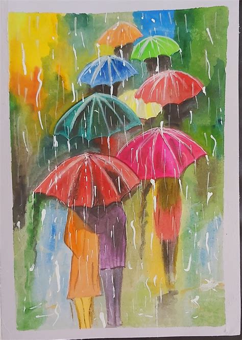 Umbrellas watercolor paintings handmade art | Etsy