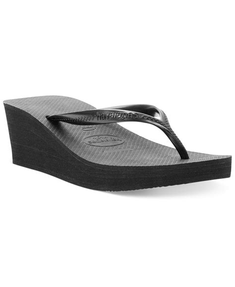 Havaianas Women's High Fashion Wedge Flip Flops in Black | Lyst