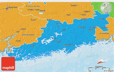 Political 3D Map of Uusimaa