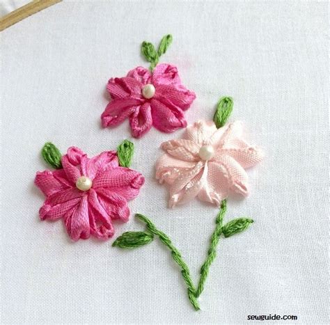 10 Ribbon Embroidery Flowers with silk/satin ribbons { Tutorials ...