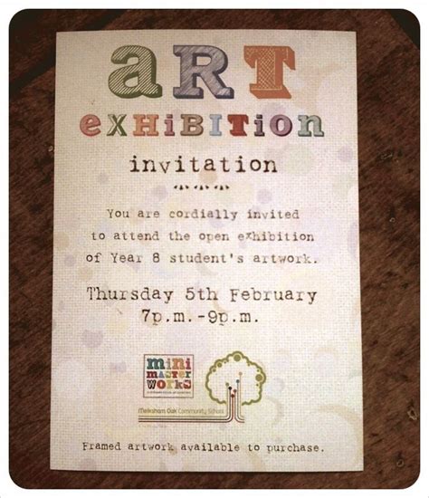 An example of an invite for a school art exhibition with ...