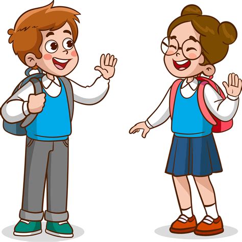 little kid say hello to friend and go to school together 13479804 ...