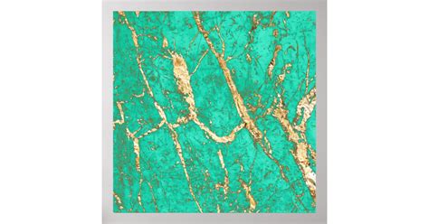 Chic Gold Turquoise Marble Pattern Poster | Zazzle