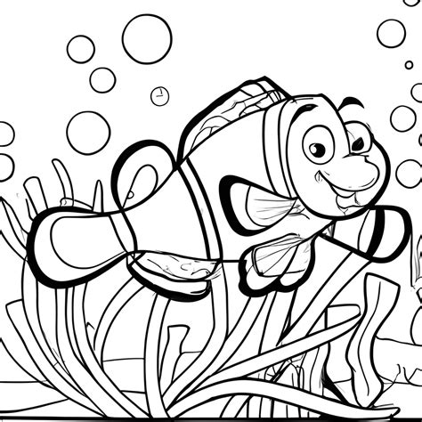 Nemo Fish Coloring Page · Creative Fabrica