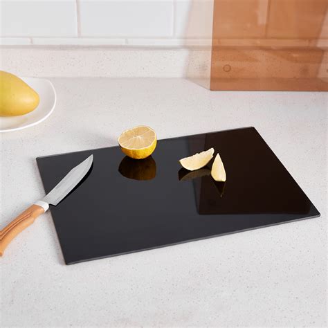 Glass Worktop Saver Kitchen Chopping Cutting Utensil Board Black Copper ...