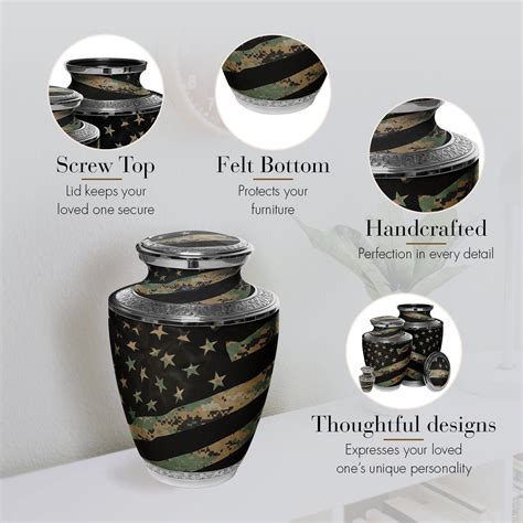 Marine Woodland Flag Military Cremation Urn - 1 Keepsake