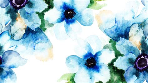 Flowers Watercolor Floral Blues Flowers Paint Blue Brushed Spring ...