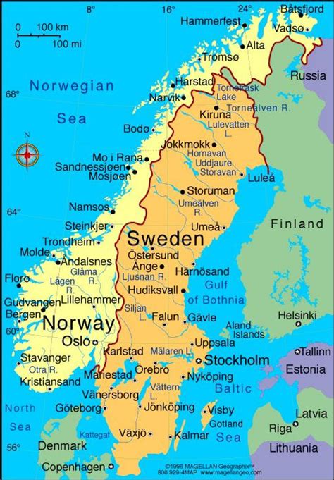 Swedish cities map - Map of Sweden cities (Northern Europe - Europe)