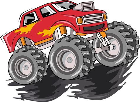 77. red monster truck vector art 2660444 Vector Art at Vecteezy