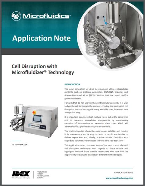 Cell Disruption using Microfluidics Microfluidizer Technology