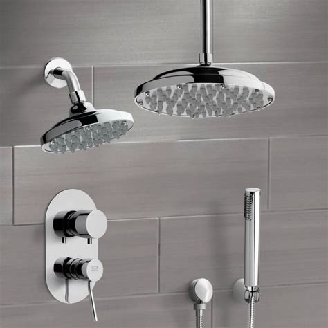 Chrome Dual Shower Head System With Hand Shower | Dual shower heads ...