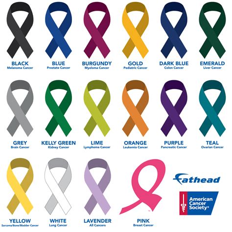 Colors of Cancer Ribbons: American Cancer Society Removable Wall Decal ...