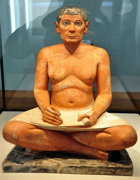 The Scribe is an ancient Egyptian painted limestone sculpture of a ...