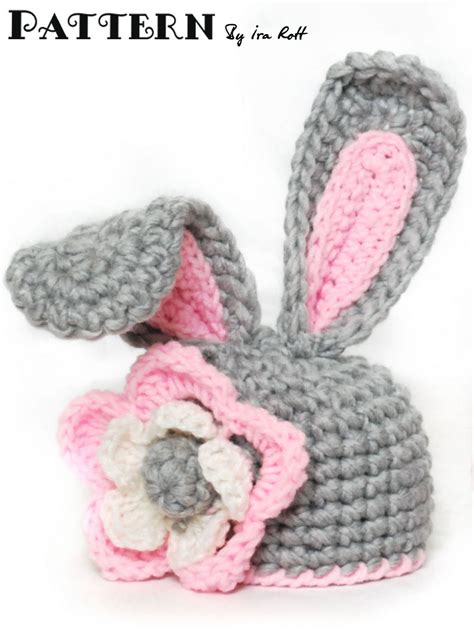 Fashion Crochet Design By Ira Rott: Crochet Bunny Hat With Flower for ...