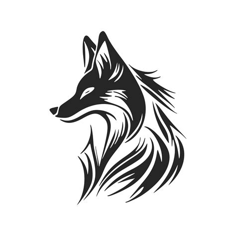 Minimalistic black and white vector logo with the image of a fox ...