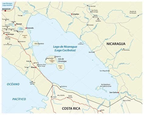 Vector map of Nicaragua lake Stock Vector Image by ©Lesniewski #115203656