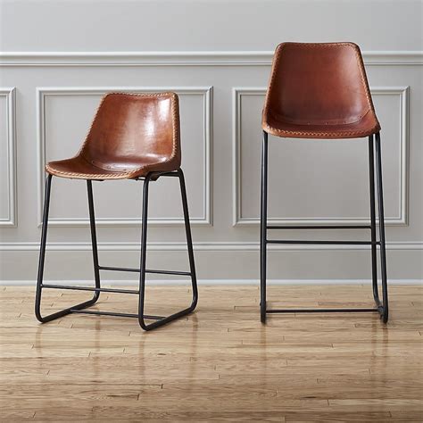 Roadhouse Saddle Leather Bar Stools | CB2 | Modern bar stools, Leather ...