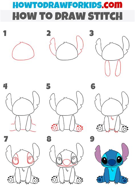 How To Draw Stitch Step By Step Lilo And Stitch Drawings Easy Disney ...