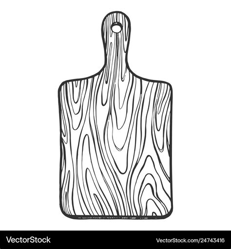 Wooden cutting board sketch engraving Royalty Free Vector