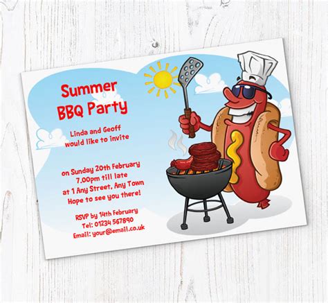 Hot Dog BBQ Party Invitations | Personalise Online Plus Free Envelopes ...