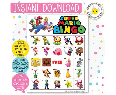 Mario Bingo Printable - Printable Word Searches