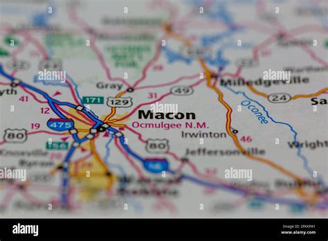 Macon Georgia USA Shown on a Geography map or road map Stock Photo - Alamy