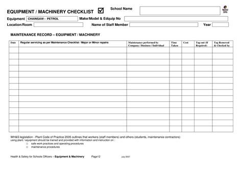 Weekly Equipment Checklist - How to create a Weekly Equipment Checklist ...