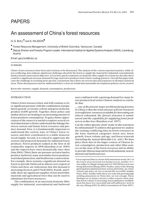 (PDF) An Assessment of China's Forest Resources