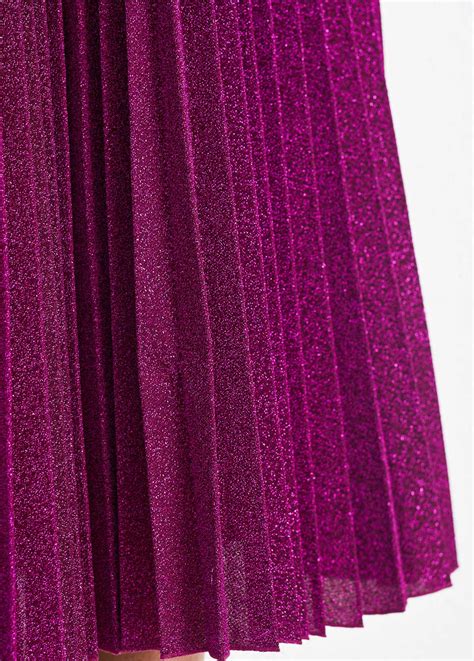 Pleated Dark Reddish Purple Shinning Round Neck Sleeveless Dress ...