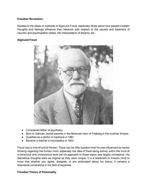 Freudian Revolution - Notes on Freud - Freudian Revolution Relates to ...