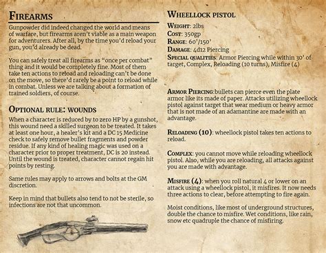 [OC] 5E Wheellock pistol, revised : r/DnD