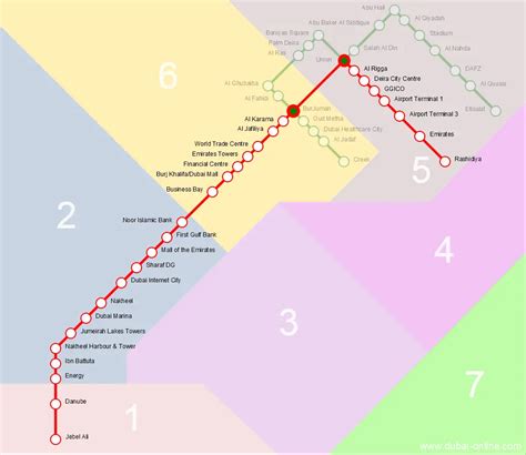 Dubai Metro Red Line - Stations, Route Map