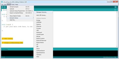 Arduino IDE Manage Libraries