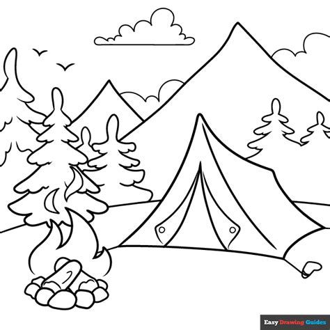 Camping Coloring Page | Easy Drawing Guides