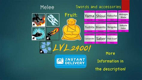 LVL 2400(MAX) Blox Fruit account / Awaken Buddha Fruit, 5 Fighting ...